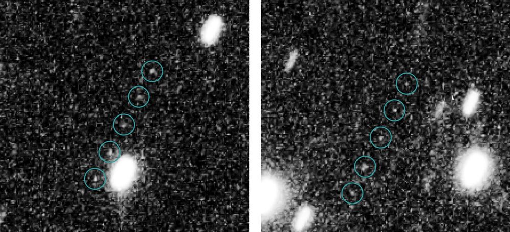 Actual Hubble observations of Kuiper Belt targets · NASA / ESA / STScI. The station and local route diagram are fictional.